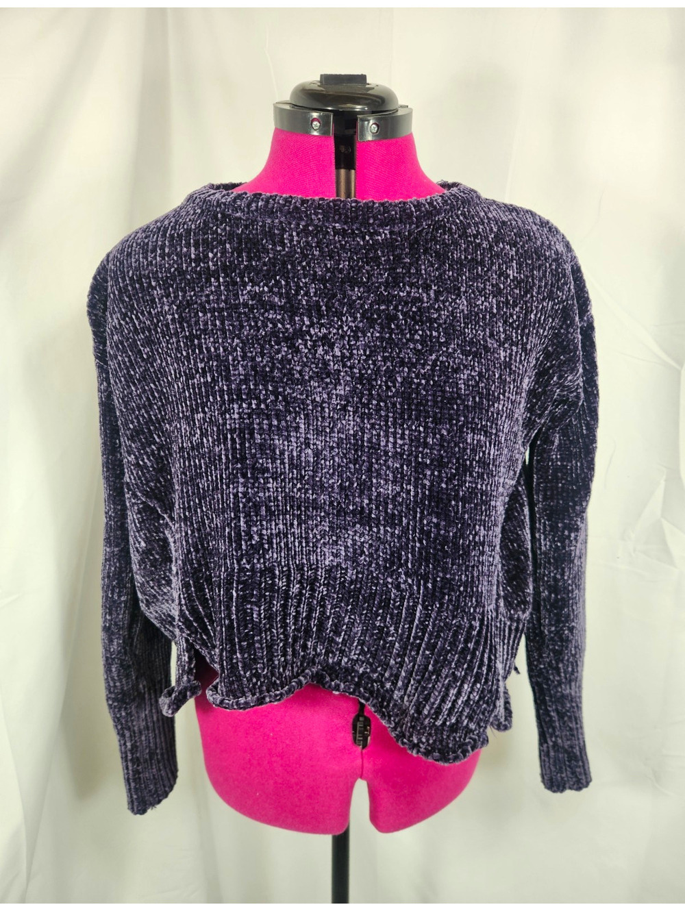 MM by My Michelle Purple Solid Knit Crew Neck Long Sleeve Pullover Sweater S
